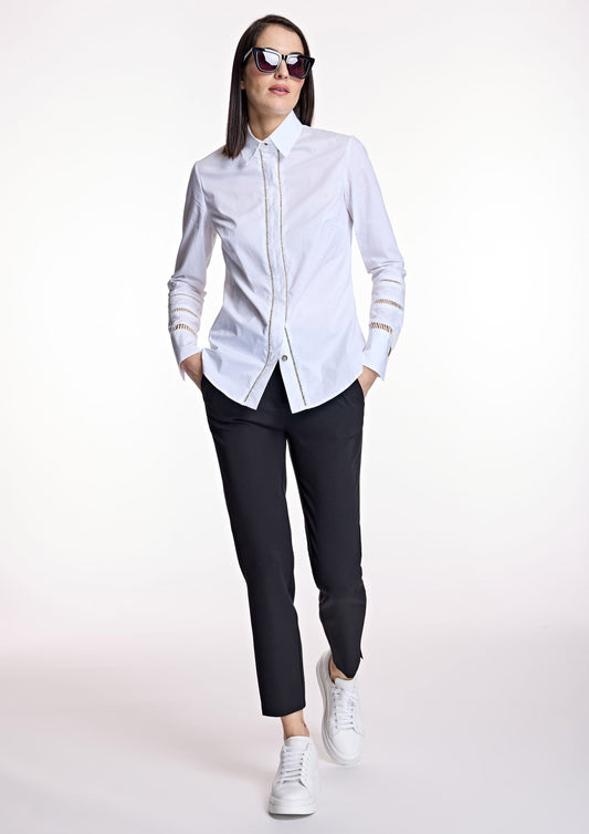 Camisa blanca cenefa calada